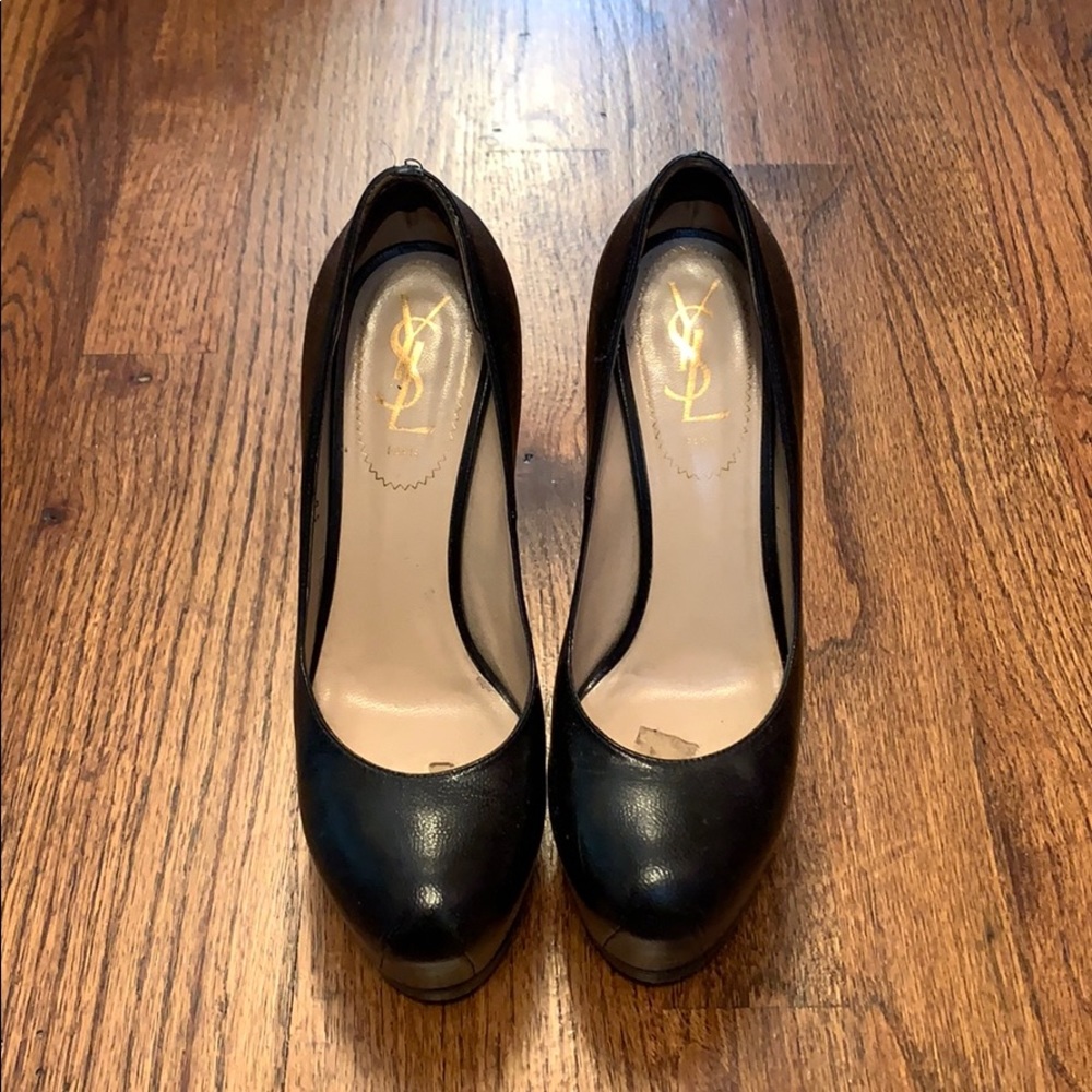 YSL black platform heels